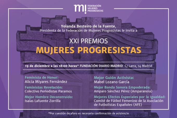 PREMIOS MUJERES PROGRESISTAS 2018 Federación de Mujeres Progresistas
